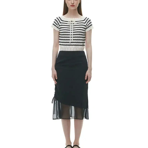 [BUNJANG] Plastic Island Side Shirring Chiffon Midi Skirt / 새상품*플라스틱 아일랜드 사이드 셔링 쉬폰 미디 스커트