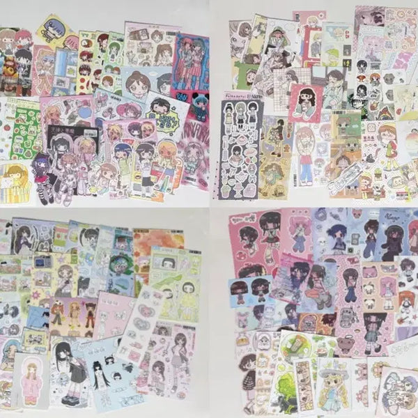 [BUNJANG] Die-Cut Character Stickers Bundle (82 sheets + bonus) / 다꾸 인물 위주 스티커 82장, 덤 일괄 처분