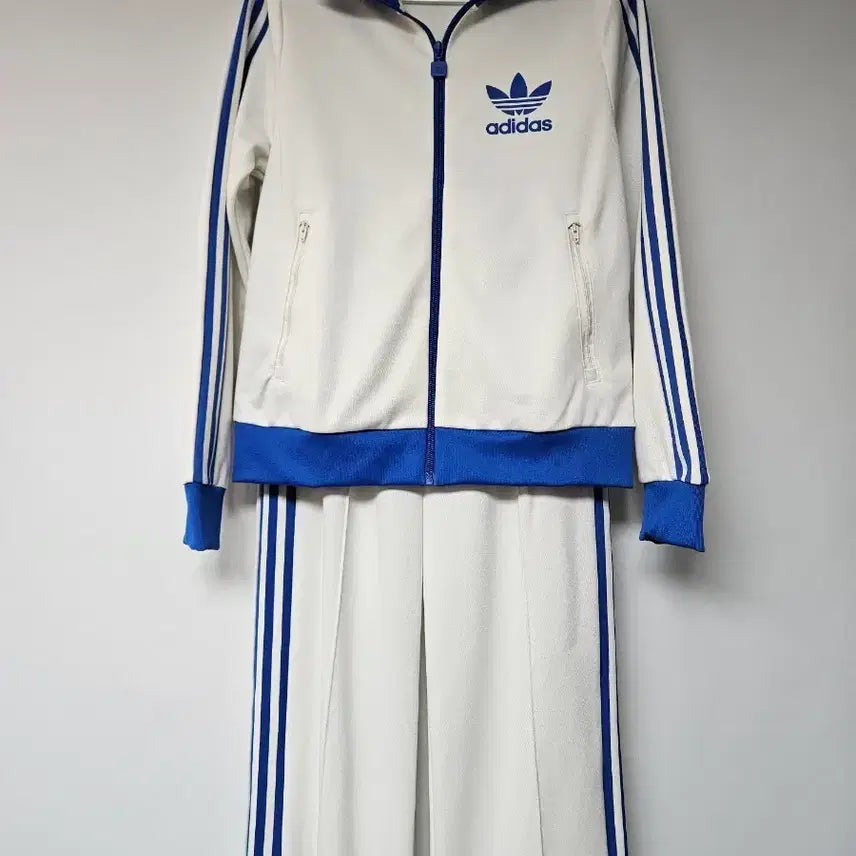 [BUNJANG] Adidas Beckenbauer Track Suit Set White/Blue Medium / 아디다스 베켄바우어 트랙 수트 세트 흰색/파랑색 M