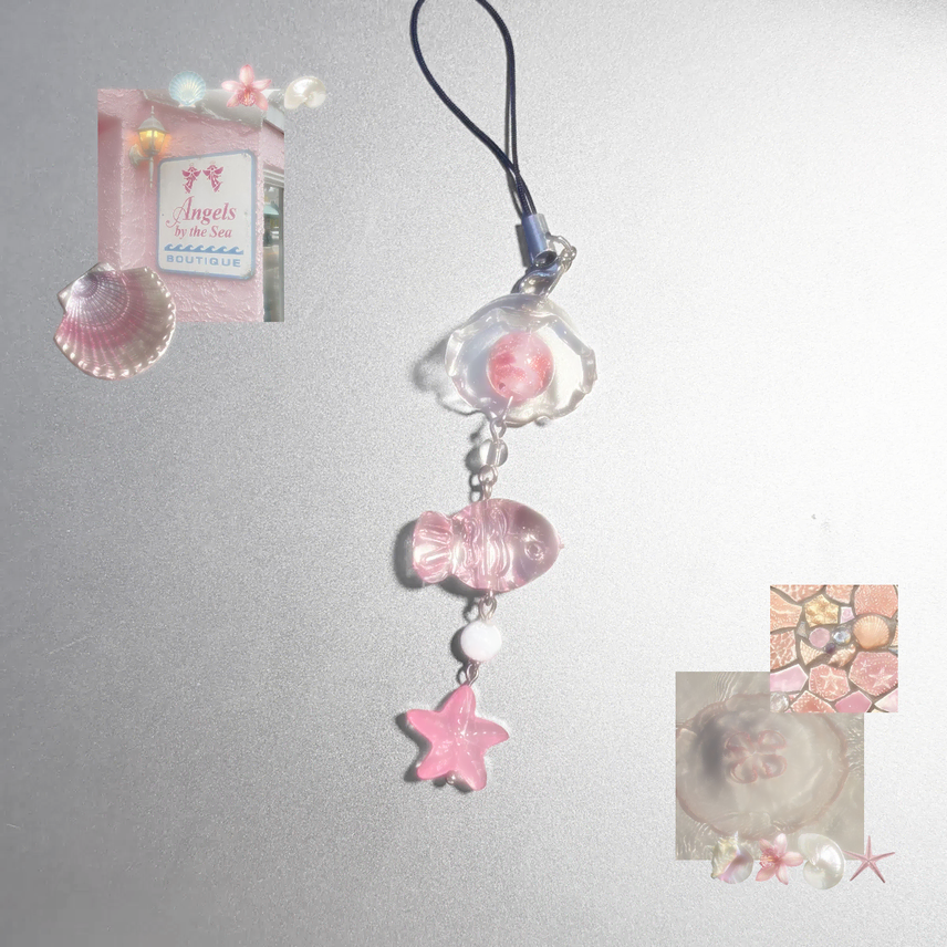 [BUNJANG] Iridescent Shell, Fish, and Star Charm Keychain / 핑크영롱 조개 물고기 별 키링