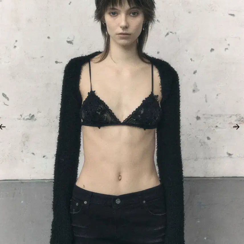 [BUNJANG] Bohemian Seoul Textured Bolero Cardigan - Black / 보헤미안서울 TEXTURED BOLERO CARDIGAN