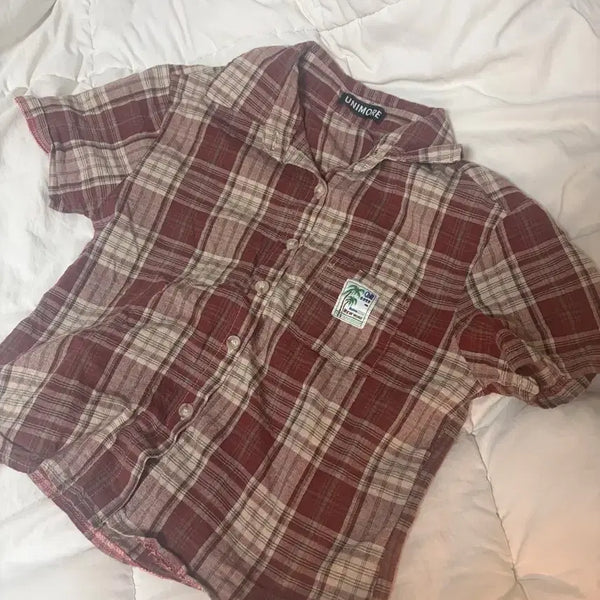 [BUNJANG] Checkered Short Sleeve Shirt / 에이블리 옷 체크반팔