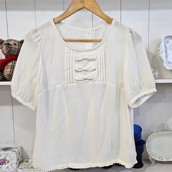 [BUNJANG] Ribbon Puff Blouse / 리본 퍼프 블라우스