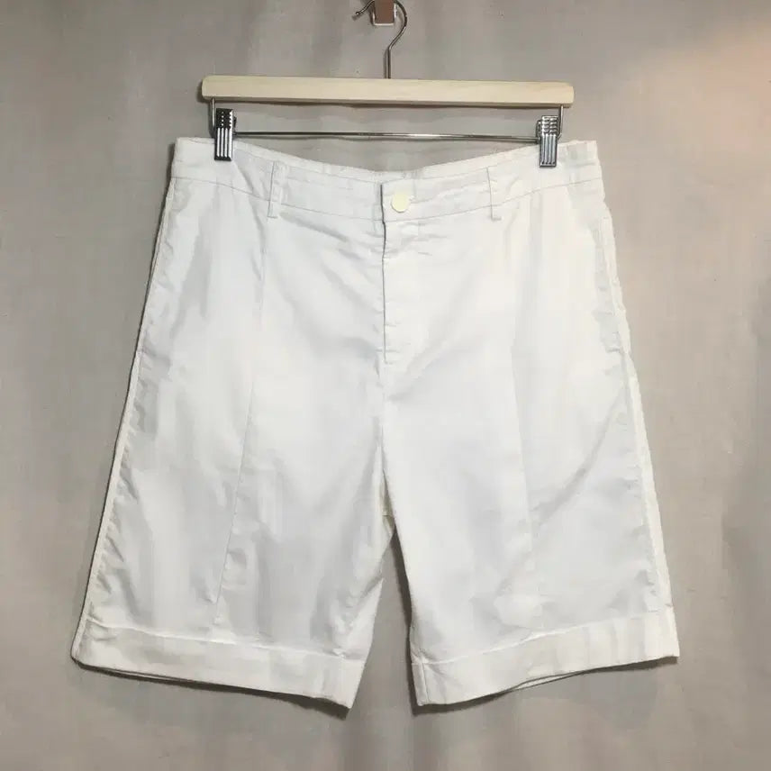 [BUNJANG] TIME HOMME White Linen Blend Shorts 34-inch / 타임 옴므 화이트 린넨 혼방 반바지 34인치