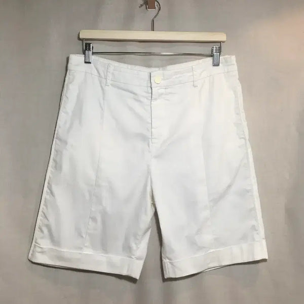[BUNJANG] TIME HOMME White Linen Blend Shorts 34-inch / 타임 옴므 화이트 린넨 혼방 반바지 34인치