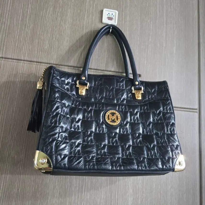 [BUNJANG] M Mode women's tote bag black quilting metal logo / 메트로시티 여성 토트백 검정