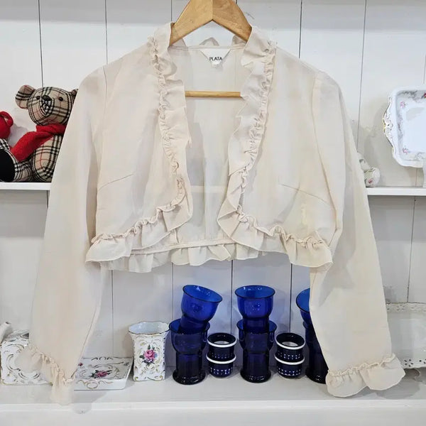 [BUNJANG] PLATA Ruffle Chiffon Bolero Cardigan / PLATA 프릴 쉬폰 볼레로 가디건