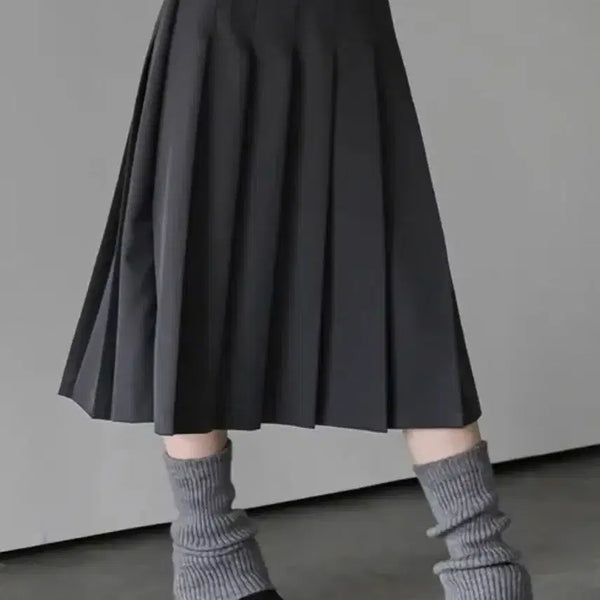 [BUNJANG] BinaryOne Nerad Pleated Midi Skirt - Black / 블랙 바이너리원 네라드 플리츠 미디 주름 스커트 도쿄 미 블랙 모리 에이블리