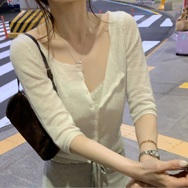[BUNJANG] Modern Robe 7-Button Two-Way Cardigan / 모던로브 티에 7부 투웨이 가디건