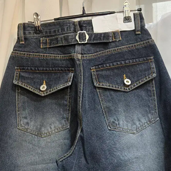 [BUNJANG] High-Waisted Wide Leg Denim Jeans (S, M, L) / S,M,L 660 뒤포켓 하이웨스트 와이드 데님