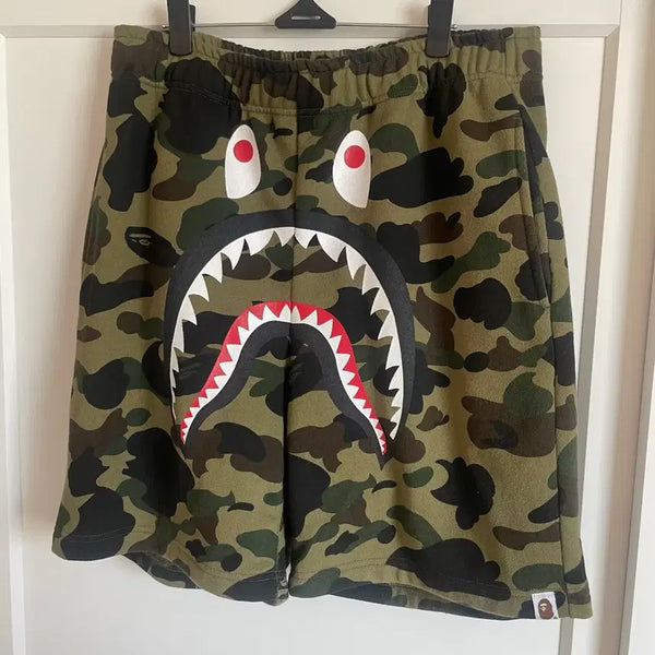 [BUNJANG] BAPE Shark Shorts Green M / 베이프 샤크 숏팬츠 베이프반바지 그린 M