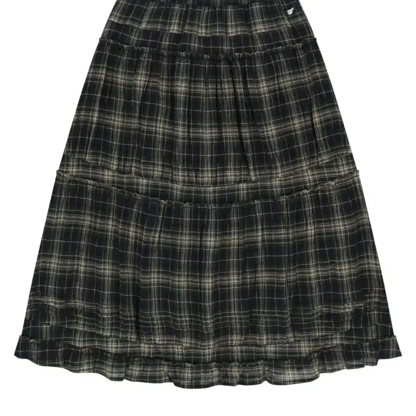 [BUNJANG] Koiseio Check Shirring Midi Skirt / 코이세이오 체크 셔링 미디 스커트 롱스커트