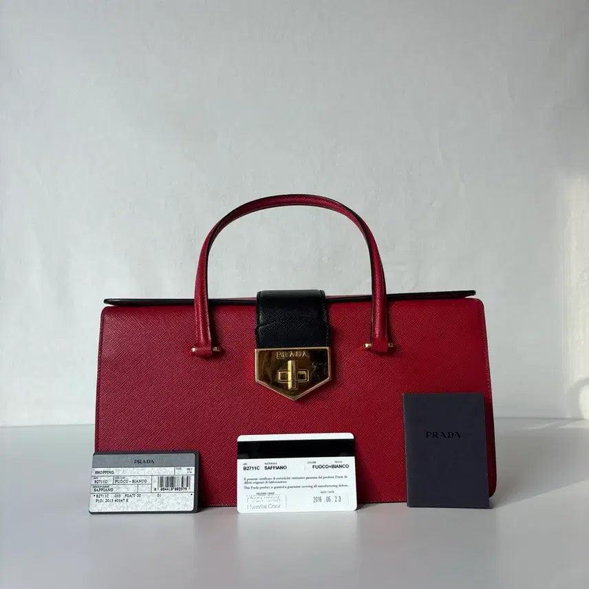 [BUNJANG] Prada B2711C Saffiano Leather Red Tote Bag / 정품 프라다 B2711C 사피아노 레드 토트백