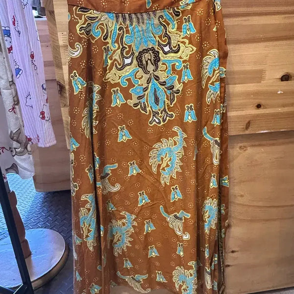 [BUNJANG] Tie-Dye Wrap Skirt Brown / 나염 스커트 브라운 랩