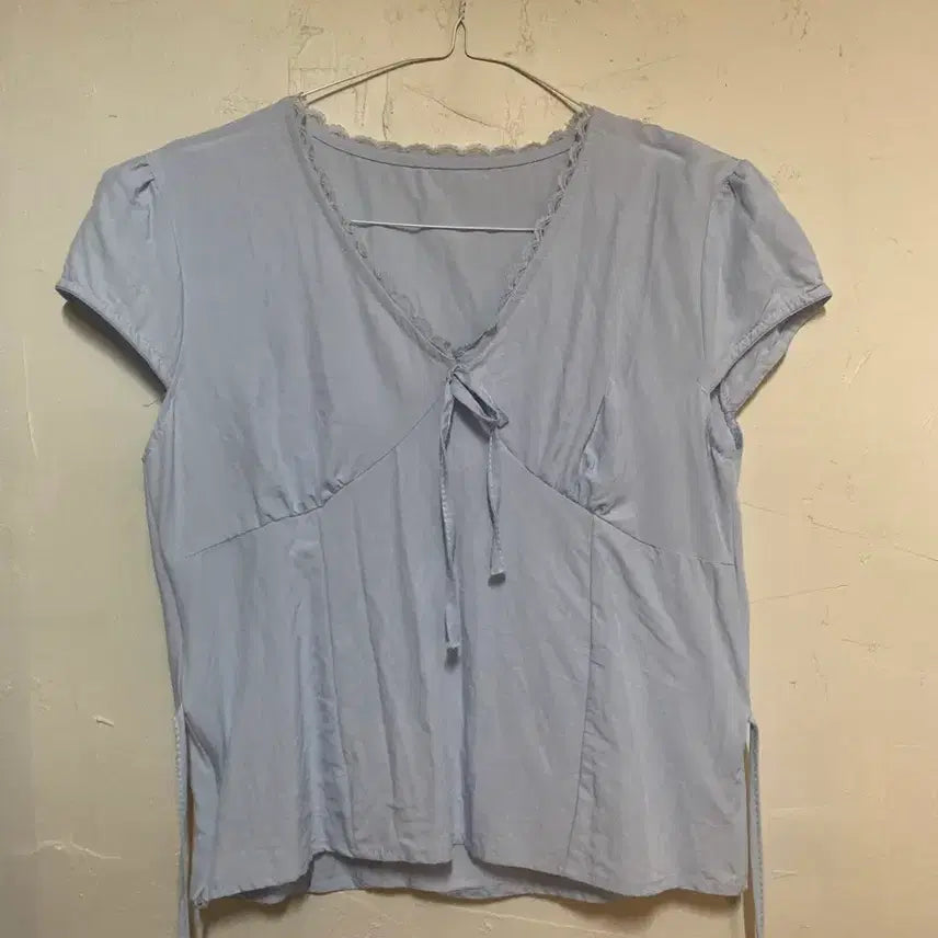 [BUNJANG] Sky Blue Cotton Blouse / 하늘색 면 블라우스