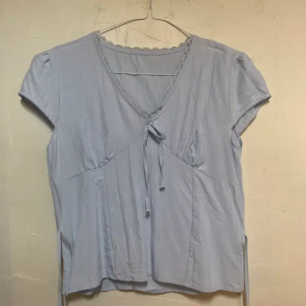[BUNJANG] Sky Blue Cotton Blouse / 하늘색 면 블라우스
