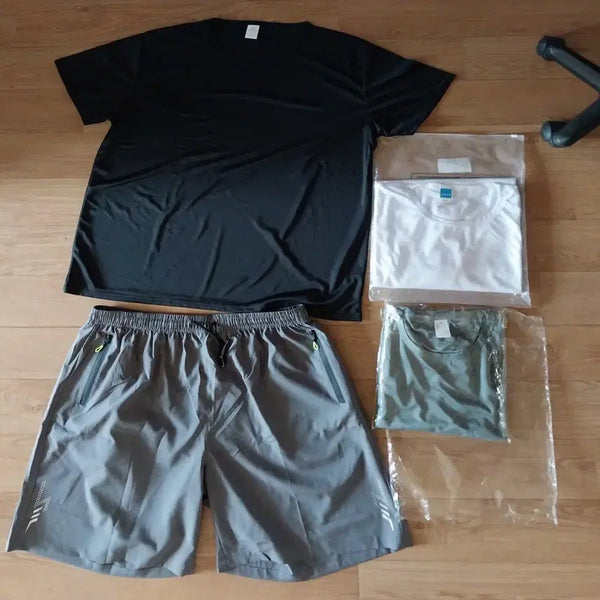 [BUNJANG] Cooling Shorts (XXXL/115) & Cooling T-Shirt (XXL/110) Set / 냉감반바지XXXL115호냉감티셔츠XXL110호