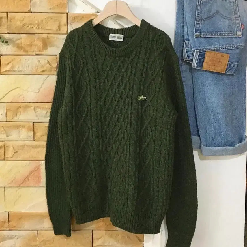 [BUNJANG] Vintage Lacoste 100% Wool Cable Knit Sweater / 빈티지 라코스테 니트