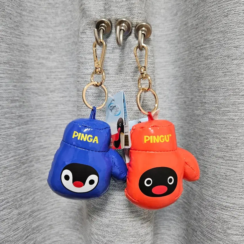 [BUNJANG] Pingu & Pinga Boxing Glove Keyring Bundle Set / [2개 일괄] 핑구 핑가 복싱글러브 키링