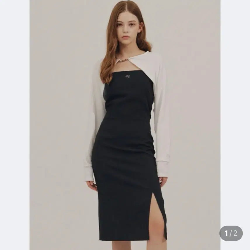 [BUNJANG] Delicense Bustier Slit Dress Black / 델리센트 뷔스티에 슬릿 원피스 [BLACK]