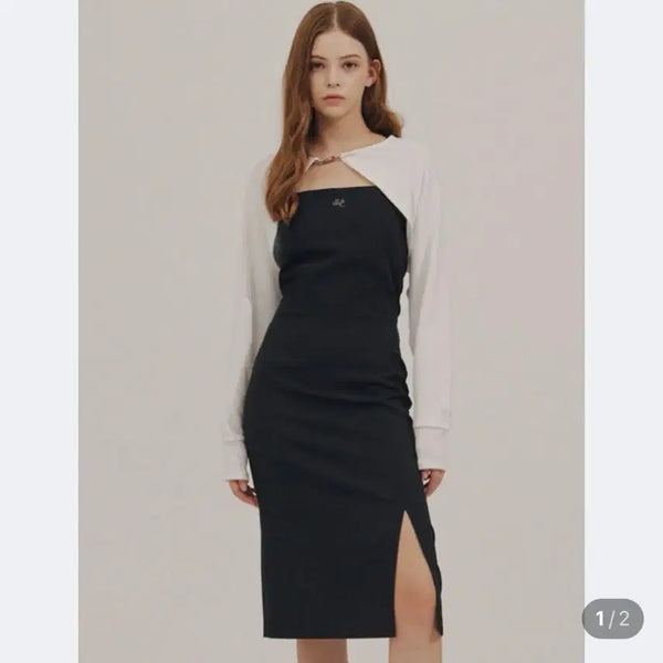 [BUNJANG] Delicense Bustier Slit Dress Black / 델리센트 뷔스티에 슬릿 원피스 [BLACK]