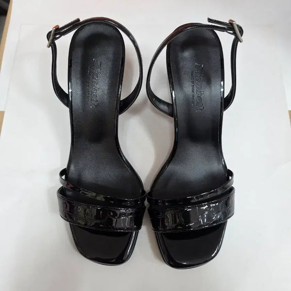 [BUNJANG] Elisabeth Black Enamel Strap Sandals / 엘리자벳 블랙 에나멜 스트랩 샌들