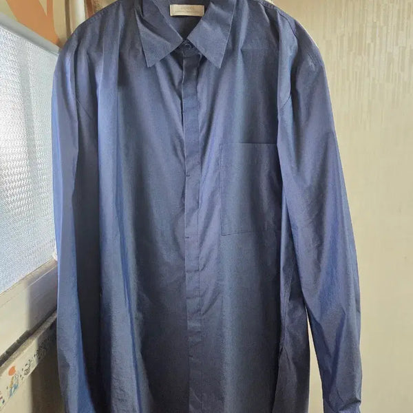 [BUNJANG] Amomento Square Pocket Oversized Shirt Indigo M / 아모멘토 스퀘어 포켓 오버사이즈 셔츠 인디고 M