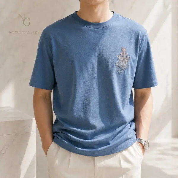 [BUNJANG] Moncler x JW Anderson Patch Logo Short Sleeve T-Shirt - Blue, Size M (100) / [정품/한정판] 몽클레어 X JW앤더슨 패치 로고 반팔티 M / 100