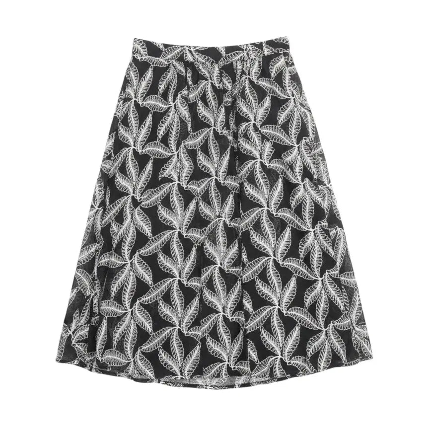 [BUNJANG] Chic Line Leaf Banding Long Skirt / 여성F/ 시크라인 리프 밴딩 롱 스커트 36-123