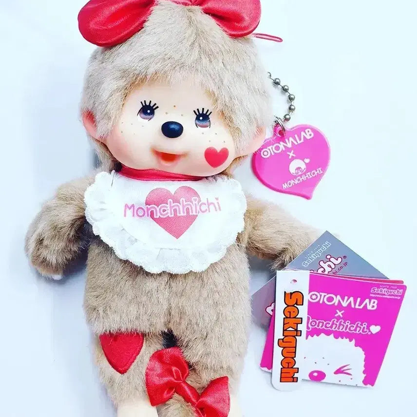 [BUNJANG] Monchhichi Ottonna Lab Collaboration Doll Red Ribbon / (토일특별할인)몬치치 정품 고전 오토나랩 콜라보 인형 레드 리본