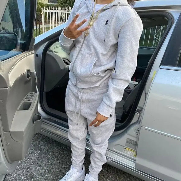 [BUNJANG] Polo Ralph Lauren Grey Hoodie and Sweatpants Set / (교신,판매)폴로 랄프로렌 정품 후드 그레이 셋업