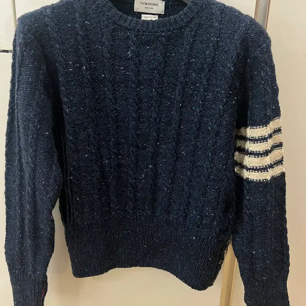 [BUNJANG] Thom Browne 26FW Mohair Navy Sweater Size 4 / 26fw 톰브라운 모헤어 네이비스웨터 4사이즈 (새상품급)