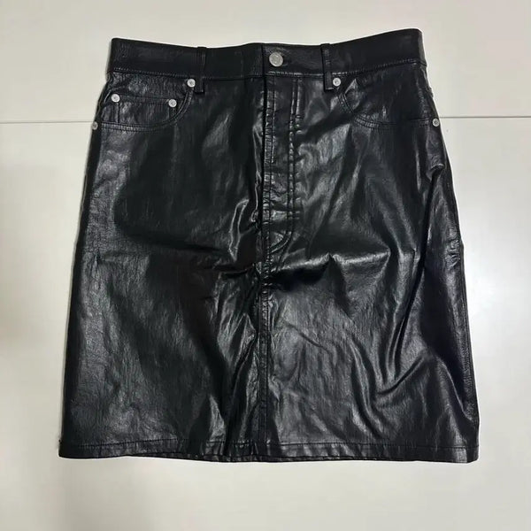 [BUNJANG] Helmut Lang Black Lamb Leather Skirt / 헬무트랭 블랙 램스 레더 치마