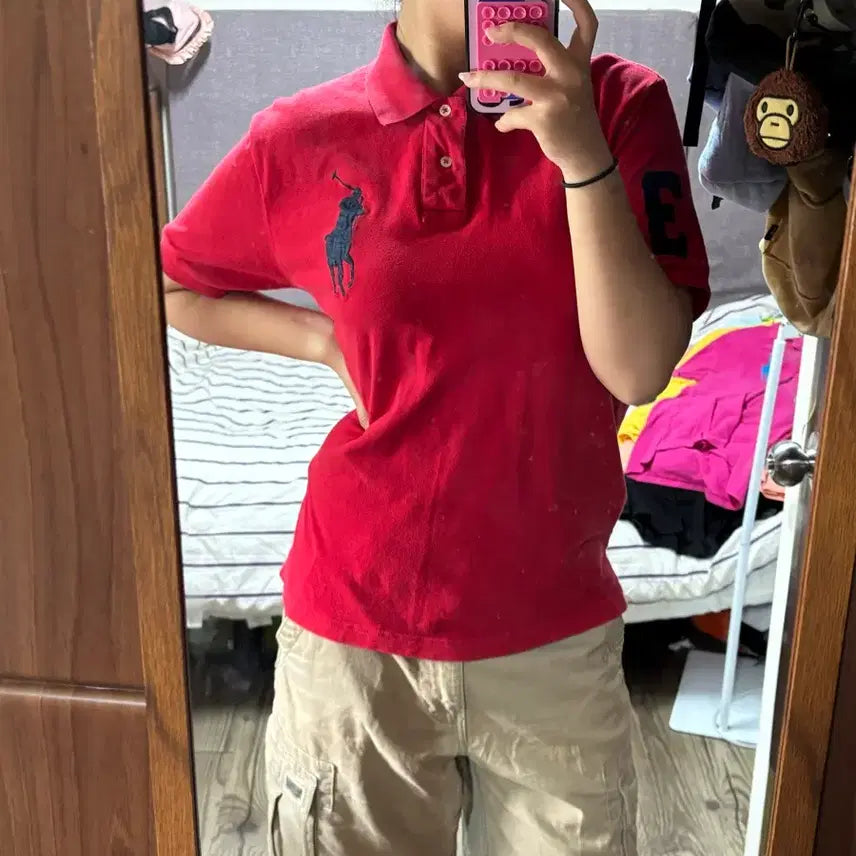 [BUNJANG] Big Pony Red Polo Shirt L Size / 빅포니 레드 카라티