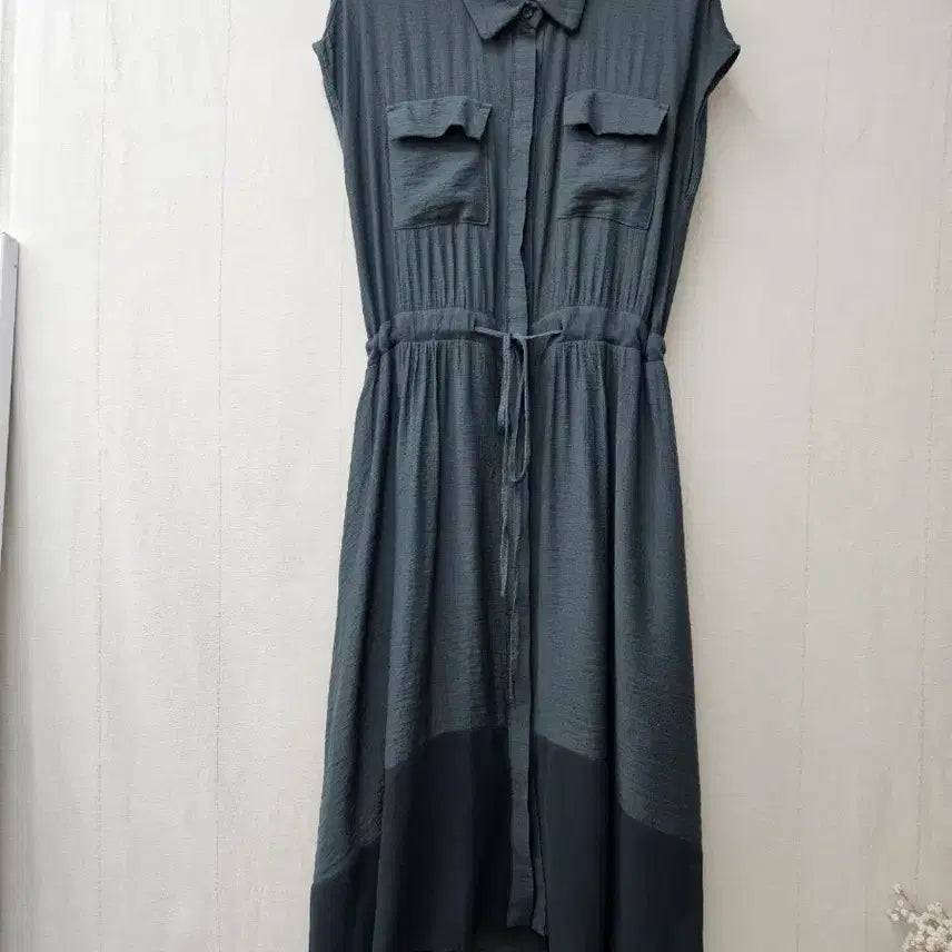 [BUNJANG] Unbalance Sleeveless Shirt Long Dress / 언버런스 셔츠형 롱원피스 ~77초