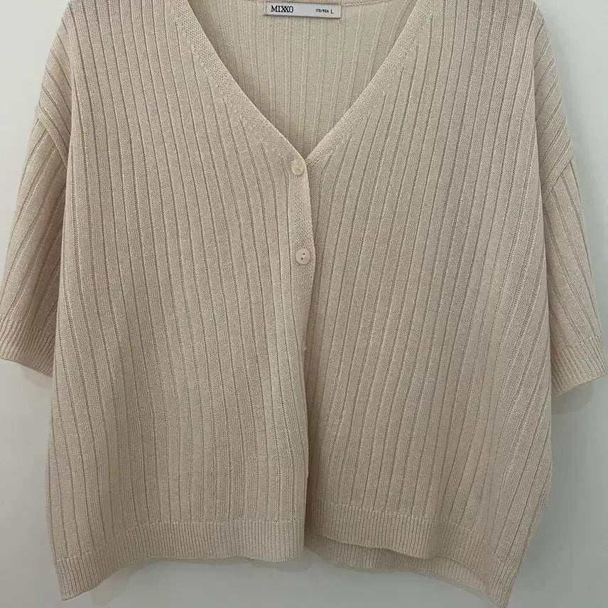 [BUNJANG] Mixxo Light Beige Short Sleeve Knit Cardigan L / [L] 미쏘 연베이지색 반팔 니트 가디건