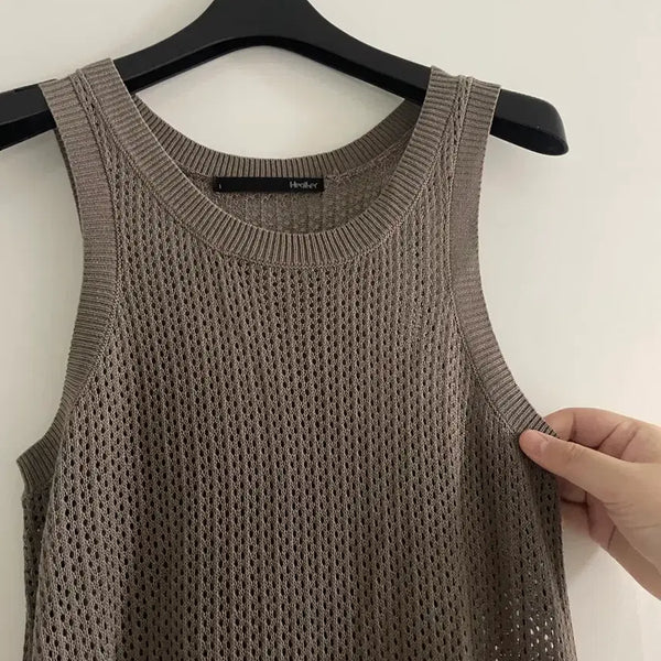 [BUNJANG] Summer Net Knit Layered Dress / 4455 여름 그물 니트 원피스 레이어드원피스