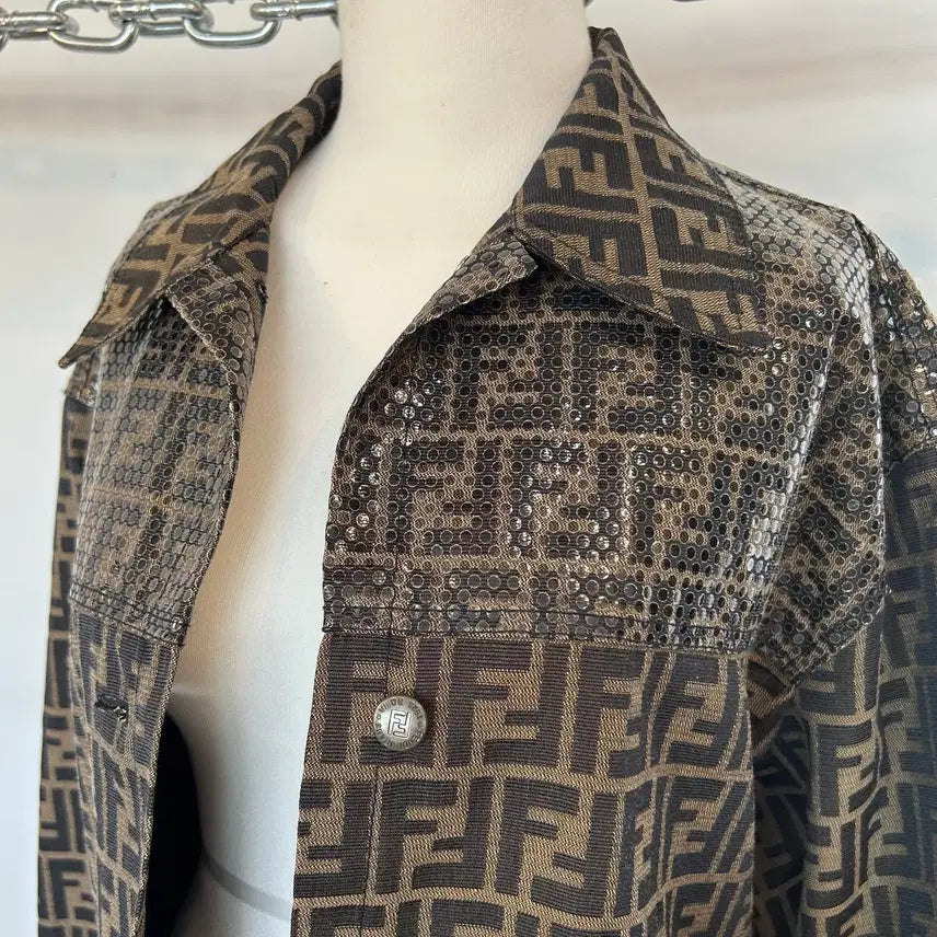 [BUNJANG] Fendi 90s FF Jacquard Signature Pattern Jacket / FENDI 펜디 90s FF자카드 시그니처 패턴 톤온톤 스티칭 자켓