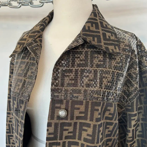 [BUNJANG] Fendi 90s FF Jacquard Signature Pattern Jacket / FENDI 펜디 90s FF자카드 시그니처 패턴 톤온톤 스티칭 자켓