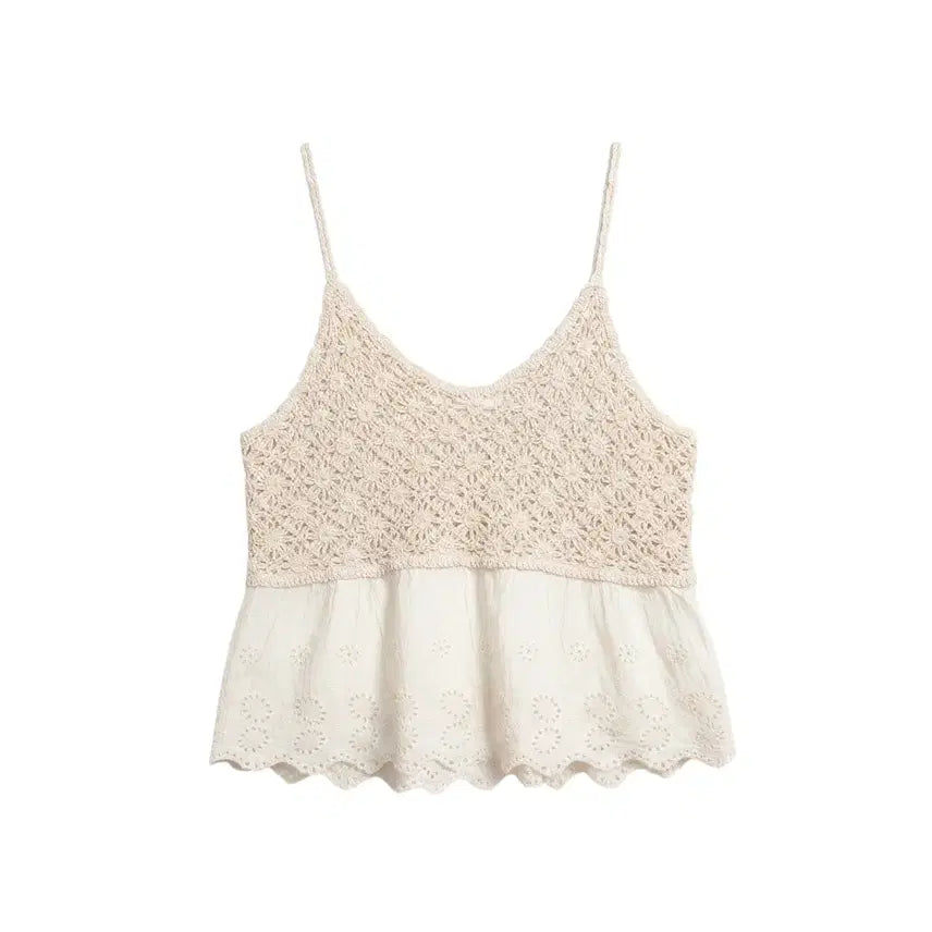 [BUNJANG] Women's Ivory Lace Sleeveless Blouse / 여성F/ 아이보리 레이스 나시 블라우스 37-99