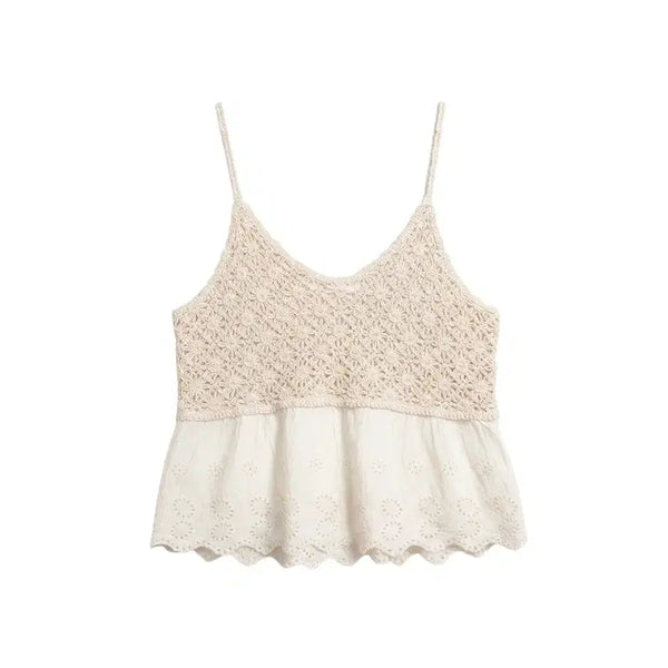 [BUNJANG] Women's Ivory Lace Sleeveless Blouse / 여성F/ 아이보리 레이스 나시 블라우스 37-99