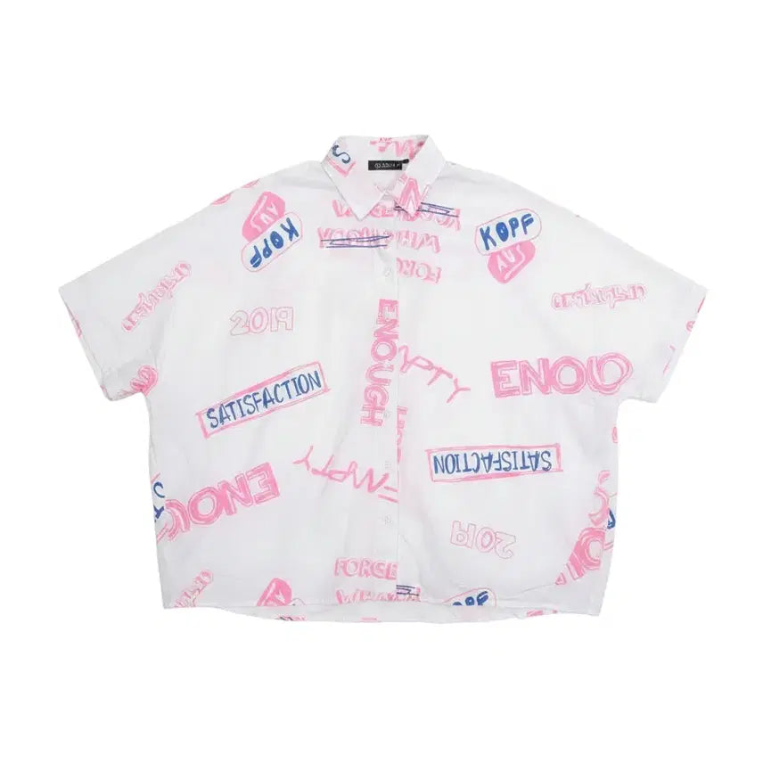 [BUNJANG] Women's White Lettering Oversized Fit Shirt / 여성F/ 화이트 레터링 오버핏 셔츠 37-100