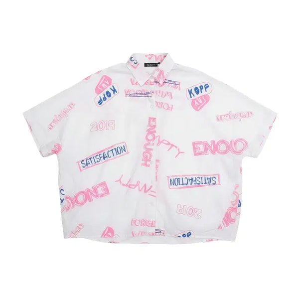 [BUNJANG] Women's White Lettering Oversized Fit Shirt / 여성F/ 화이트 레터링 오버핏 셔츠 37-100