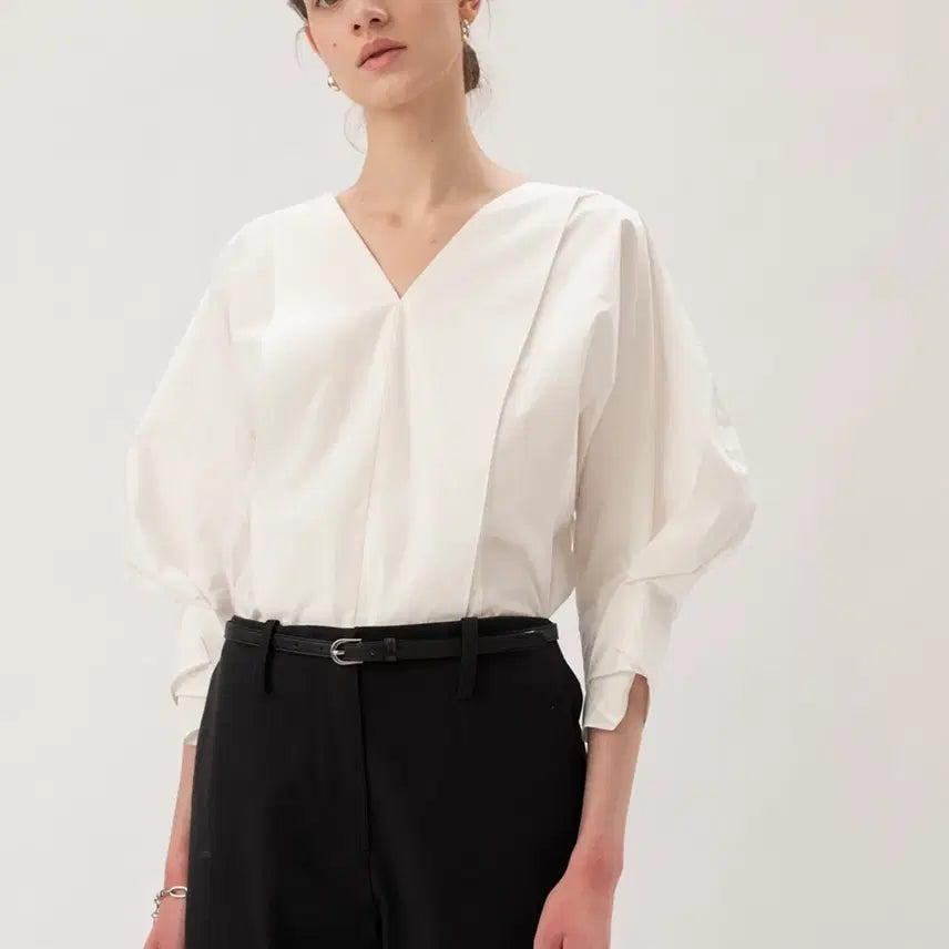[BUNJANG] Kindersalmon Sleeve Puff Blouse Free Size White / 킨더살몬 슬리브 퍼프 블라우스 free