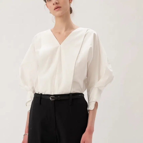 [BUNJANG] Kindersalmon Sleeve Puff Blouse Free Size White / 킨더살몬 슬리브 퍼프 블라우스 free
