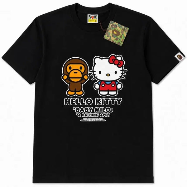 [BUNJANG] BAPE x Hello Kitty Baby Milo Short Sleeve T-Shirt Black / 베이프 X 헬로키티 베이비 마일로 반팔 티셔츠 블랙
