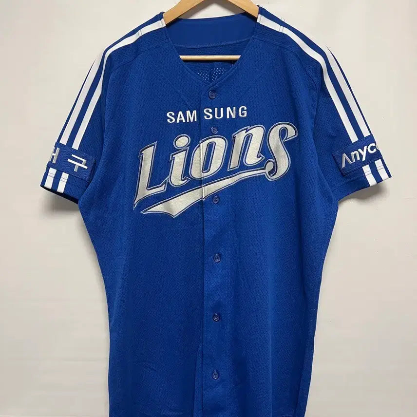 [BUNJANG] Samsung Lions Dynasty Anikol Shin Myung-cheol Baseball Jersey / [정품/110] 새시대스포츠 삼성라이온즈 왕조 애니콜 블루 신명철 유니폼