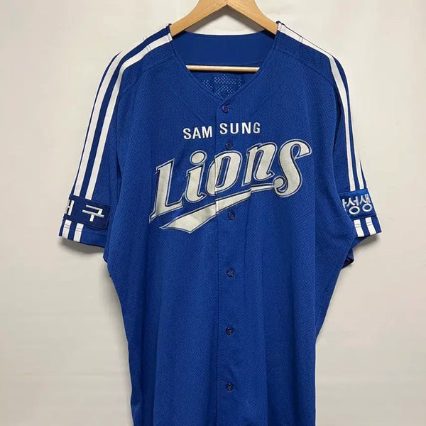 [BUNJANG] New Era Sports Samsung Lions Dynasty Jung Hyun-wook Blue Jersey (Size 110) / [정품/110] 새시대스포츠 삼성라이온즈 왕조 정현욱 블루 유니폼