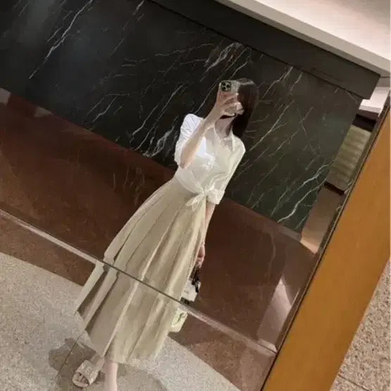 [BUNJANG] Leswan Tie Ribbon Shirt White S / (새상품) 7.3->3.5 르스완 타이 리본 셔츠 S 수 입의류 화이트