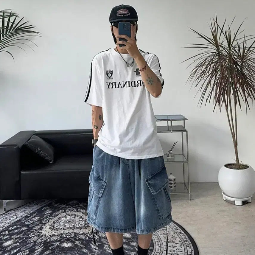[BUNJANG] Denim Bermuda Shorts (Unisex) / 데님 버뮤다팬츠(남녀공용)